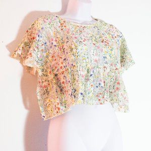 Cottagecore crop top 2/$20 Zara floral white flowers